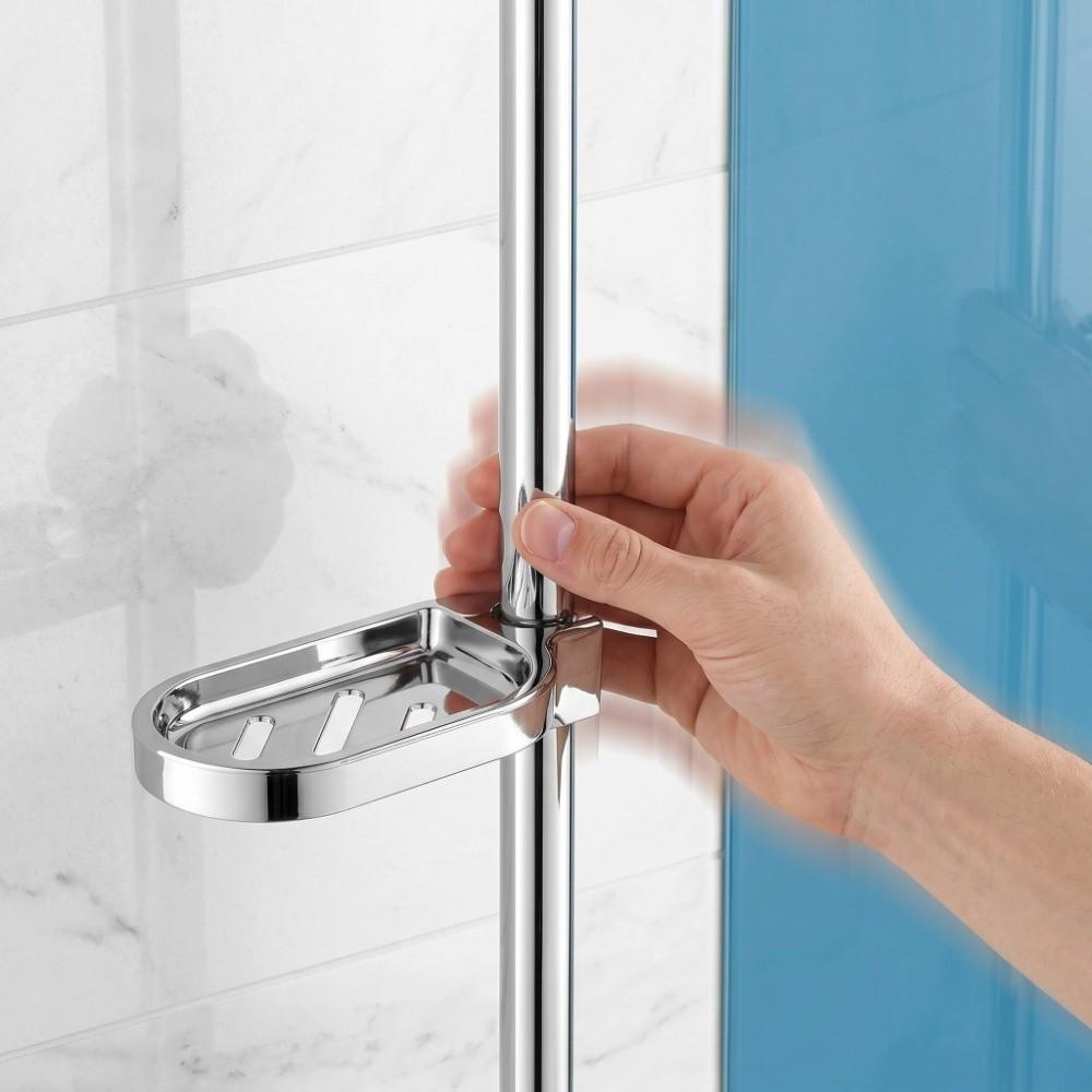 Clip-on Design Soap Holder ABS Soap Tray Shower Rod Soap Dish Bathroom Shower Kitchen Sink