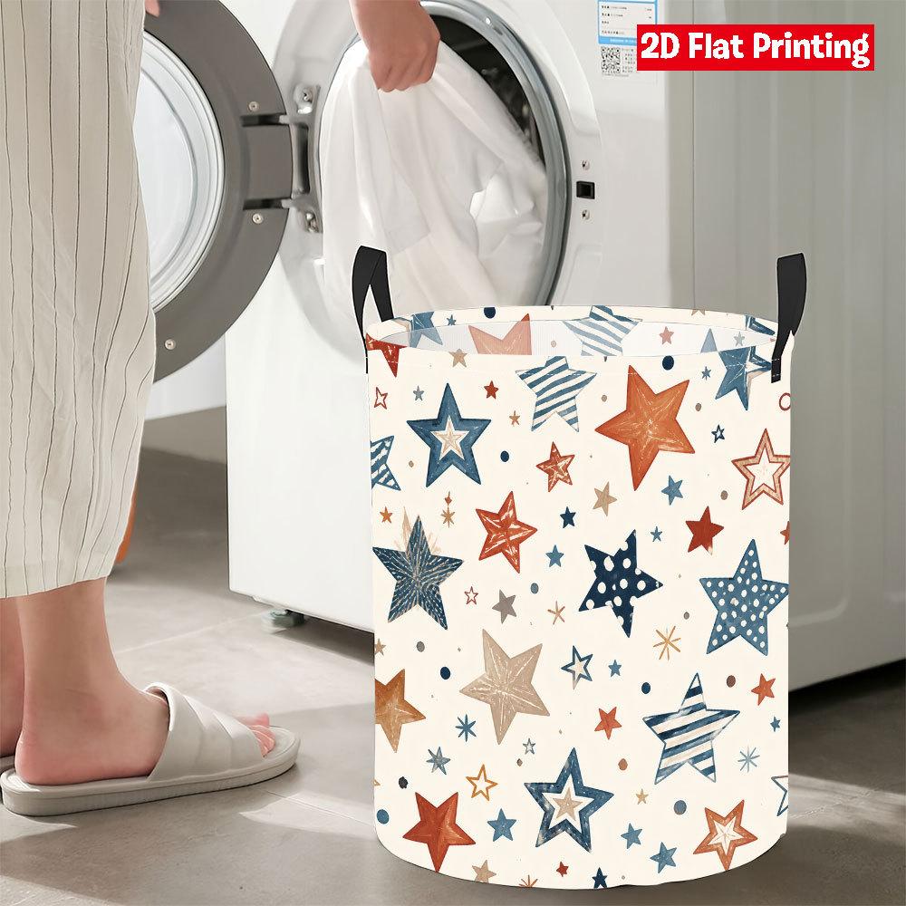 Collapsible Laundry Basket Large Round Waterproof Fabric Hamper Dirty Clothes Storage Bin Toy Organizer with Handles