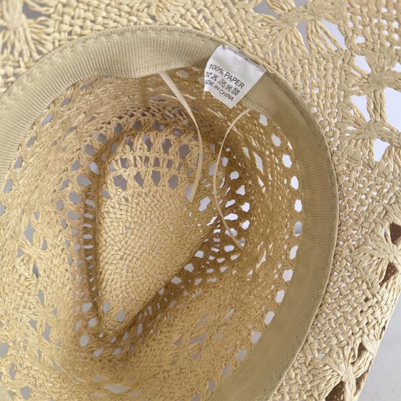 Western Straw Hat Handwoven Breathable Sun Hat Beach British Hat Elegant Wide Brimmed Straw Hat Panama Hat