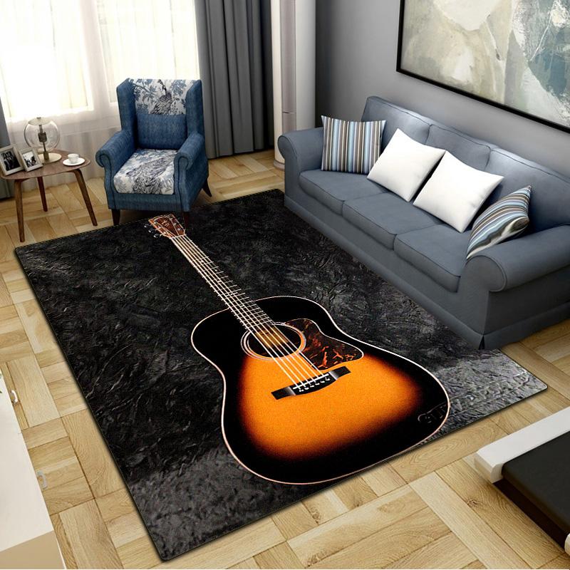 Fire Guitar Carpet Rug for Living Room Bedroom Home Sofa Decoration,Kids play Non-slip Floor Mat