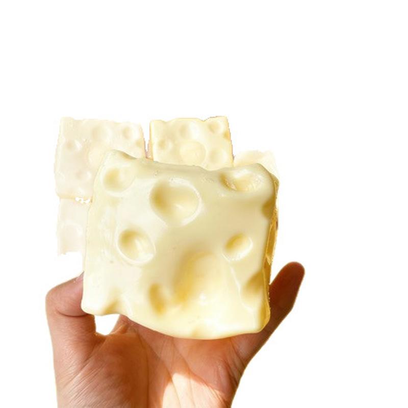 Zachte Vormbare Jumbo Kaasblok Knijpbal 6cm Niet-Stuiterende Fidget Speelgoed ASMR Sensorisch Anti-stress Speelgoed Vakantie Festival Cadeau beige