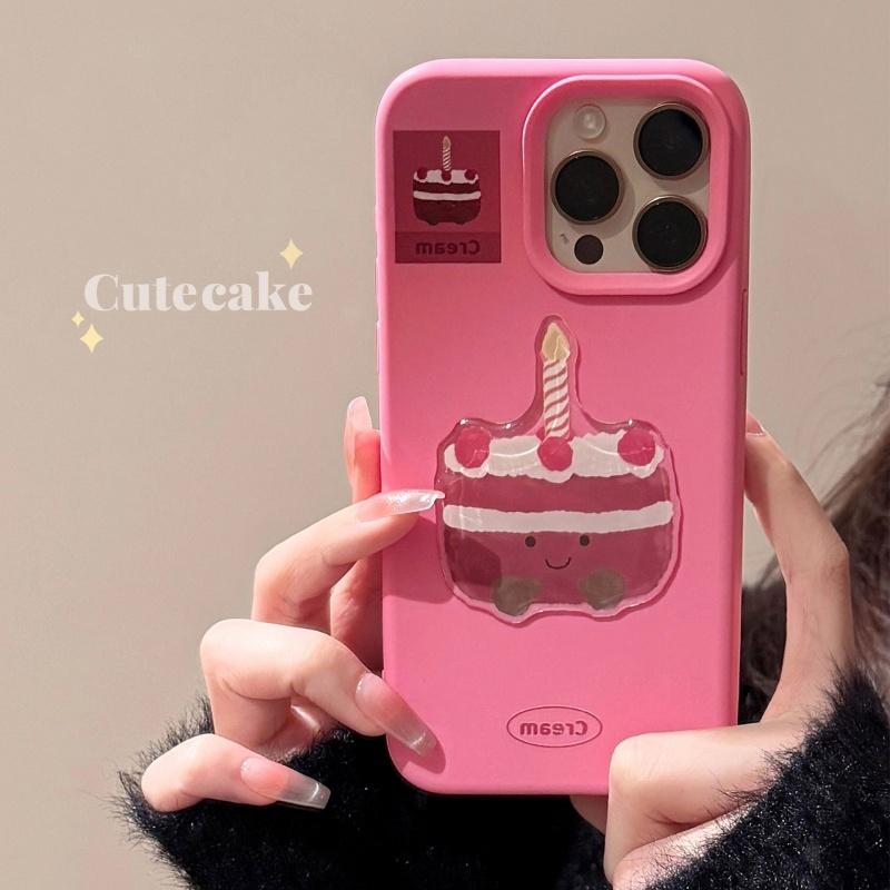Candela per torta di compleanno al lampone Dessert Custodia per telefono Per iPhone 16 15 14 13 12 11 Pro Max Custodia Carina Lusso Cartone Animato Cover antiurto