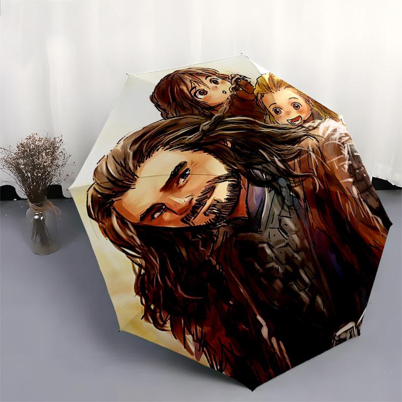 1pc Outdoor Umbrella with Thorin Oakenshield Design - Automatic Opening/Closing, Portable Tri-Fold Design, 8-Rib Iron Frame - Perfect Gift for Fa