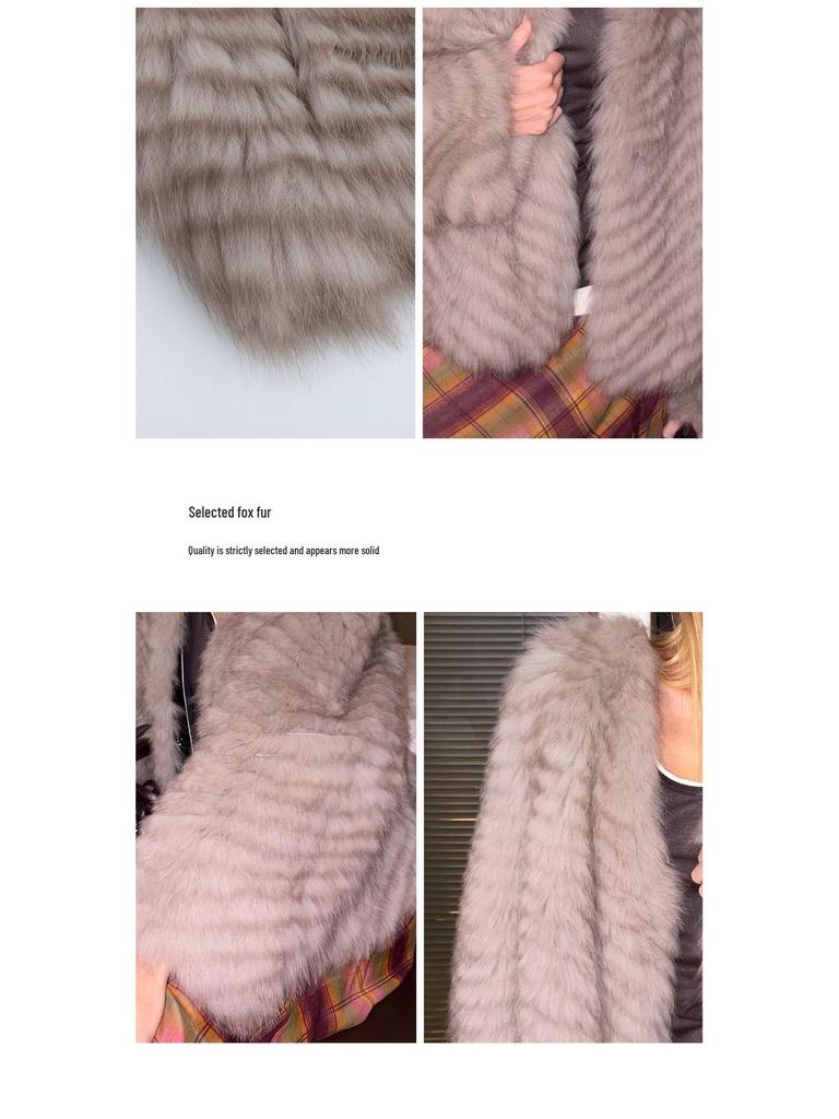 North Elk Long Island Lover Women's Fox Fur Coat - Short, Wide Fluffy Style.
