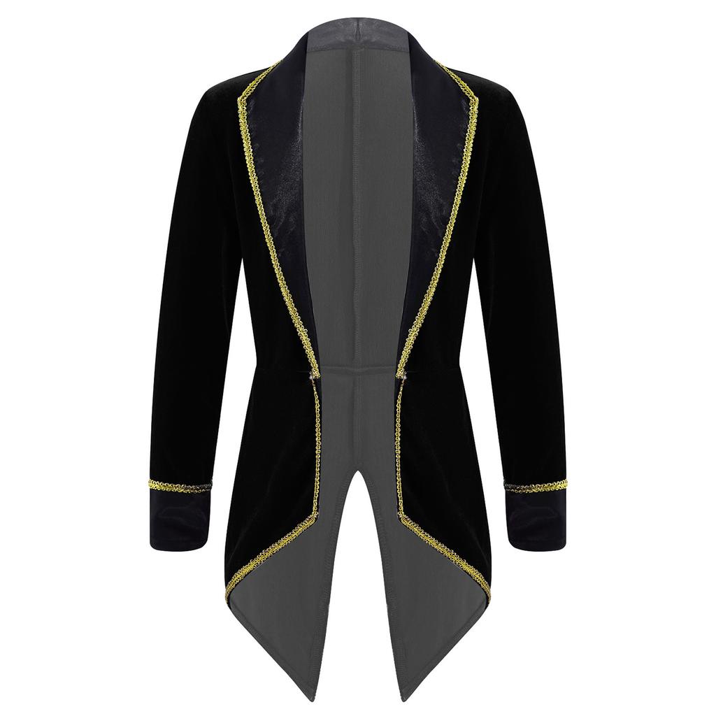 Boys Girls Circus Ringmaster Showman Magician Costume Halloween Tailcoat Jacket with Hat Gloves Outfits for Fancy Party