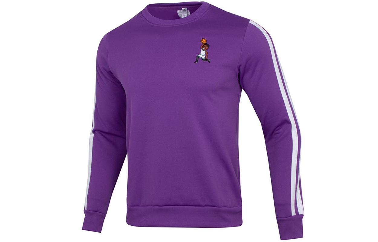 Adidas Sweatshirts Men s Purple Crew Neck Moderate Regular H43782 S