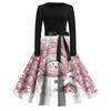 Juletrykk Flare Kjole For Dame Langermet Kjole Hule Fest Casual Kjoler