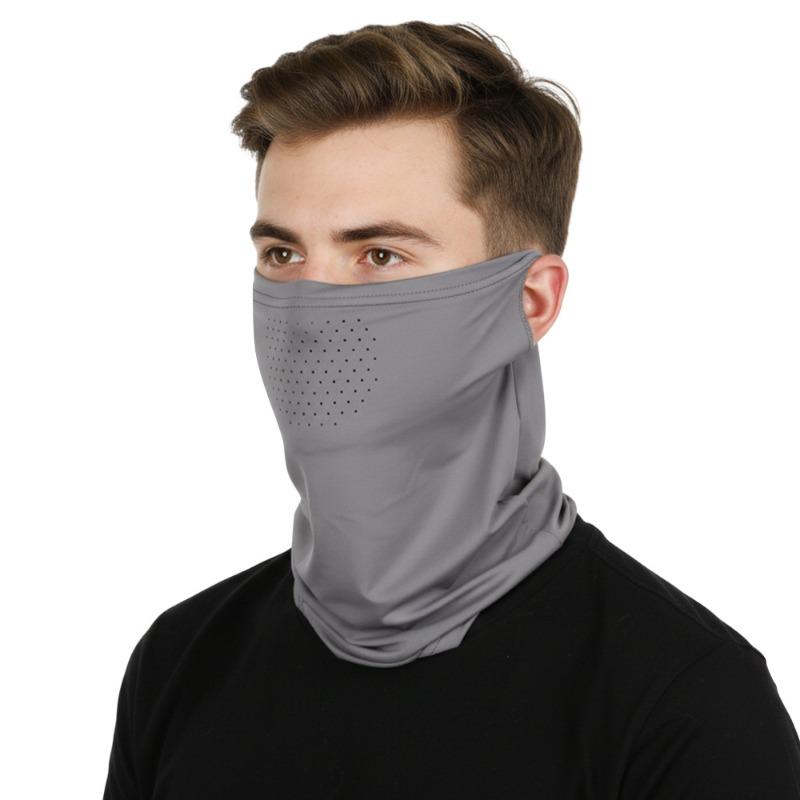 Summer Ice Silk Beanie for Men, Outdoor Cycling Sun Protection Face Mask, Breathable Ear-type Neck Cover, Fishing UV Protection Face Towel