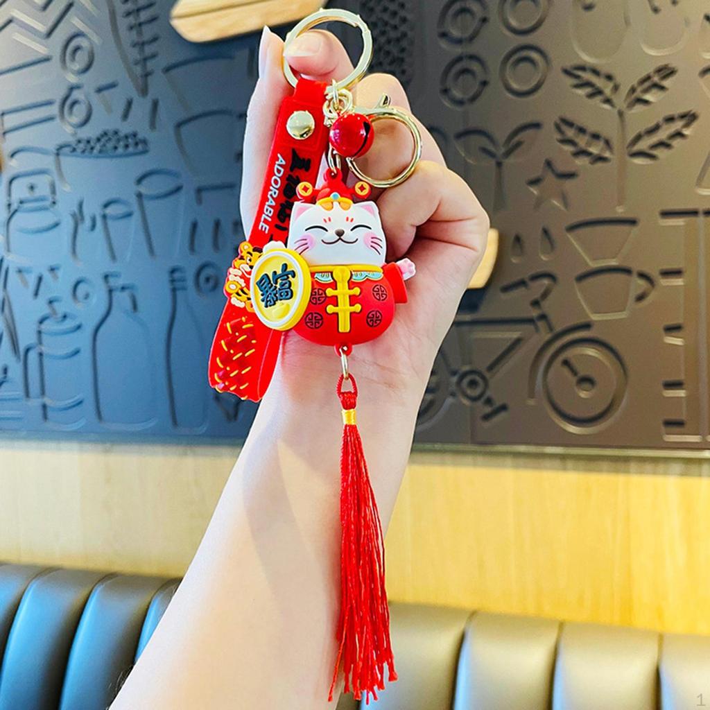 Lucky Cat Keychain Chinese Dragon Year Decorations Cute Keyring Party Favors