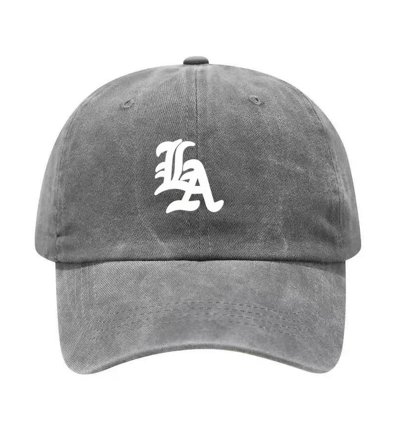 Los Angeles Printed Washed Cotton Adjustable Baseball Cap Classic Snapback Dad Hat Breathable Hat Golf Fishing Outdoor Sun Cap