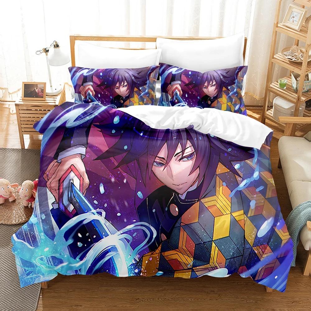 Anime Demon Slayer Bettwäschesets Kamado Nezuko Bettwäsche für Teenager-Mädchen Cartoon Twin Single Queen King Full Size Bettbezug-Set
