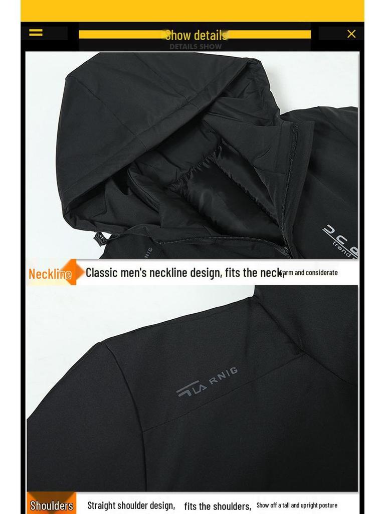 Men's Winter Hooded Mid-Length Cotton Coat for Seniors - Thick, Plus Size Padded Jacket