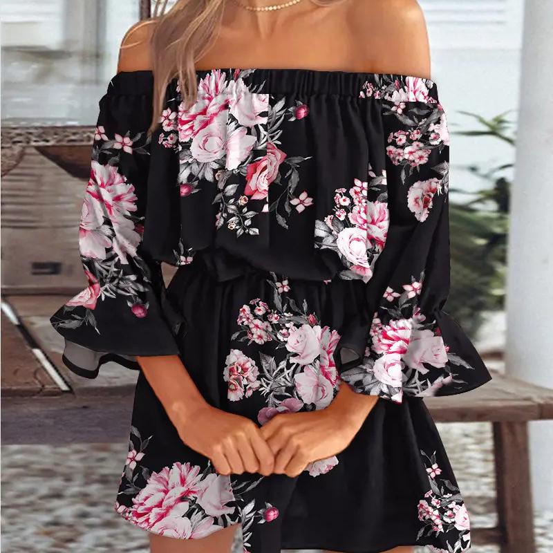 BITCED Sexy, modische Kleider mit One-Shoulder-Print für Damen