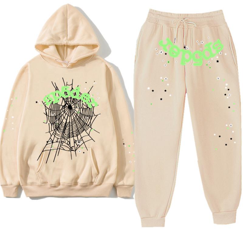 European and American Trendy Hip-hop Singer Letter Sp5der Printed Couple Sweater Men's and Women's Hoodies Sweatshirt Set