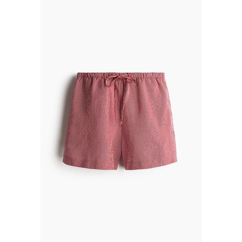 

HM 2025 New Fall Women s Clothing Fashion Casual Casual Linen Blended Drawstring Shorts 1259173