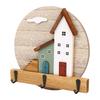 Wall Mounted Key Holder 3 Metal Hooks Round Wooden Key Holder for Entrances Corridors Bedrooms Living Rooms