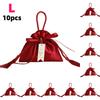 10pcs Red Drawstring Bags for Candies Featuring Pearls and Tassels for Wedding Birthdays Holiday Parties Banquets Gift Packaging