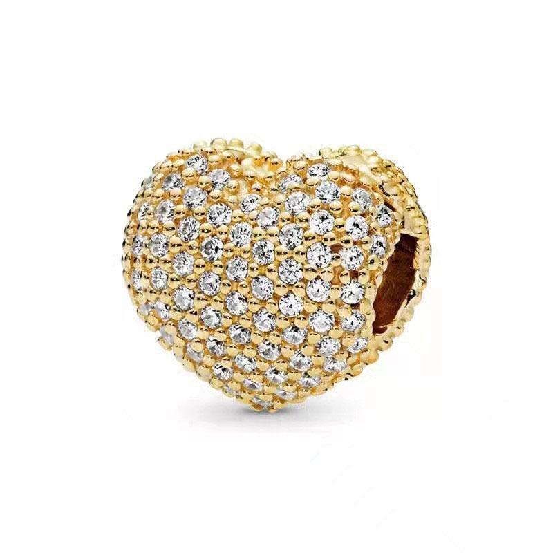 New Original Charms Sparkling Golden Hearts Series Angel Wings Hearts Clip Lucky Star Beads Fit Snake Bracelets DIY Jewelry Gift