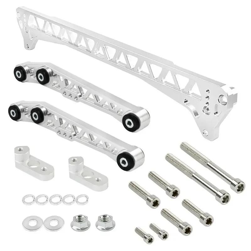 Silver Billet Machined Suspension Upgrade Kit For 92-95 Honda Civic EG Rear Lower Control Arms + Subframe Brace Billet