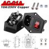 5pcs Electrical AC Socket IEC320 3 Pin 250V Rocker Switch Fuse Male Female Inlet Plug Connector C13 C14 Socket Mount