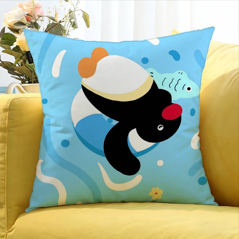 Cartoon Niedlicher Pingu Pinguin Verschiedene Größen Quadratische Kissenhülle für Auto Zuhause Schlafzimmer Dekor