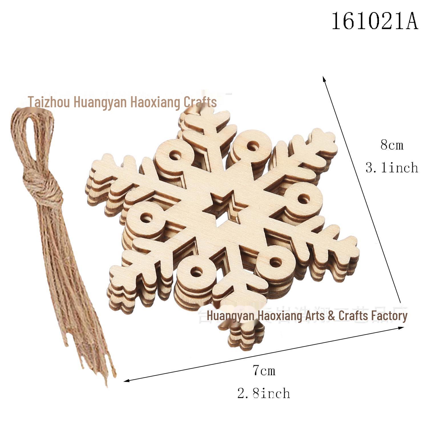 

Дерев яна сніжинка, вирізана лазером, ялинкова прикраса 161021A, 10 pieces