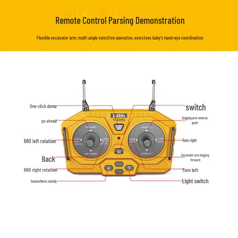 Large Alloy RC Excavator Toy