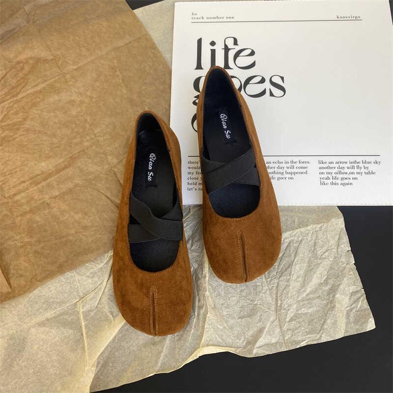 Fashion Women's Fashion Flat Shoes Autumn New Round Head Shallow Mouth Suede Soft Sole Anti-slip Wear-resistant Low-top Shoes