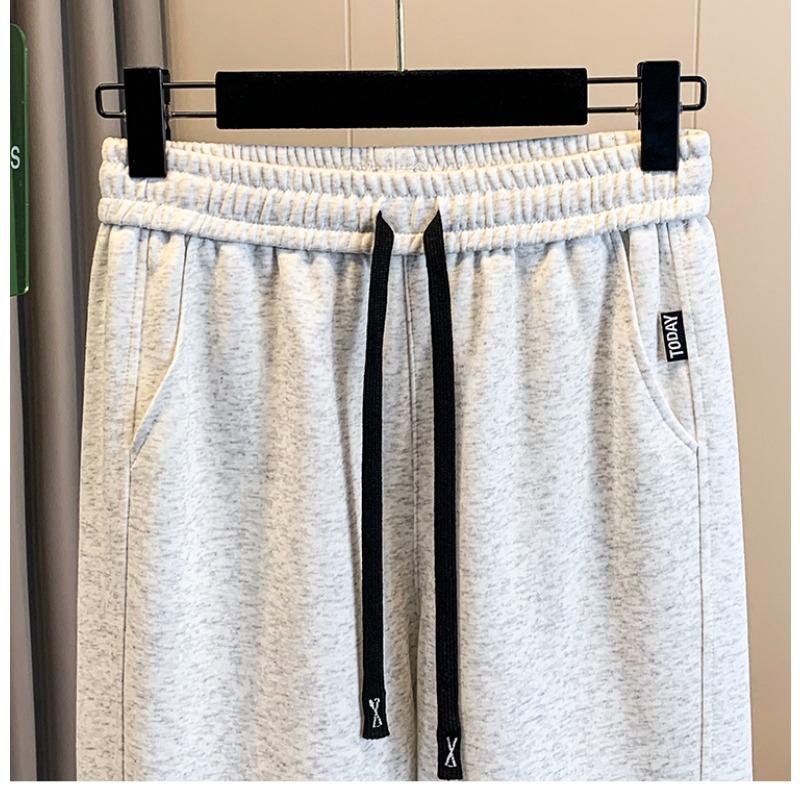 DIMANAF 2025 Plus Size New Long Pants Spring Women Solid Harem Elastic Waist Casual Loose Pants New