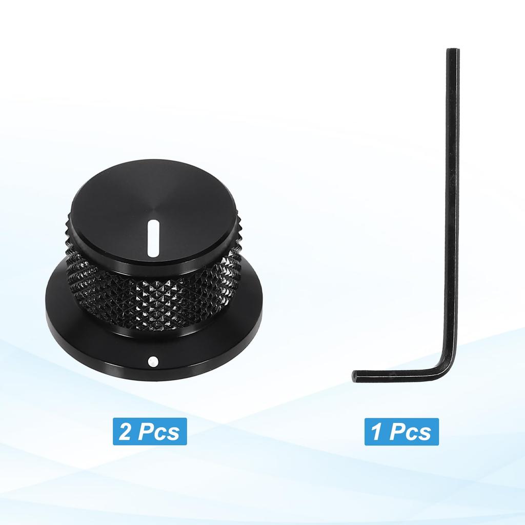 uxcell Aluminum Potentiometer Knobs Inch Volume Tone Control Top Hat Knobs for Guitar Instruments Audio Mixer Amplifiers Black 2-Pack 1/4