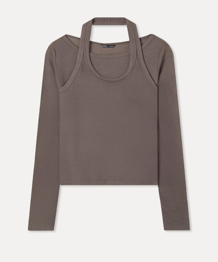 MIXXO Halter Neck See-Through Long Sleeve T-Shirt Re Lwf912C_Miwlwg31Qa