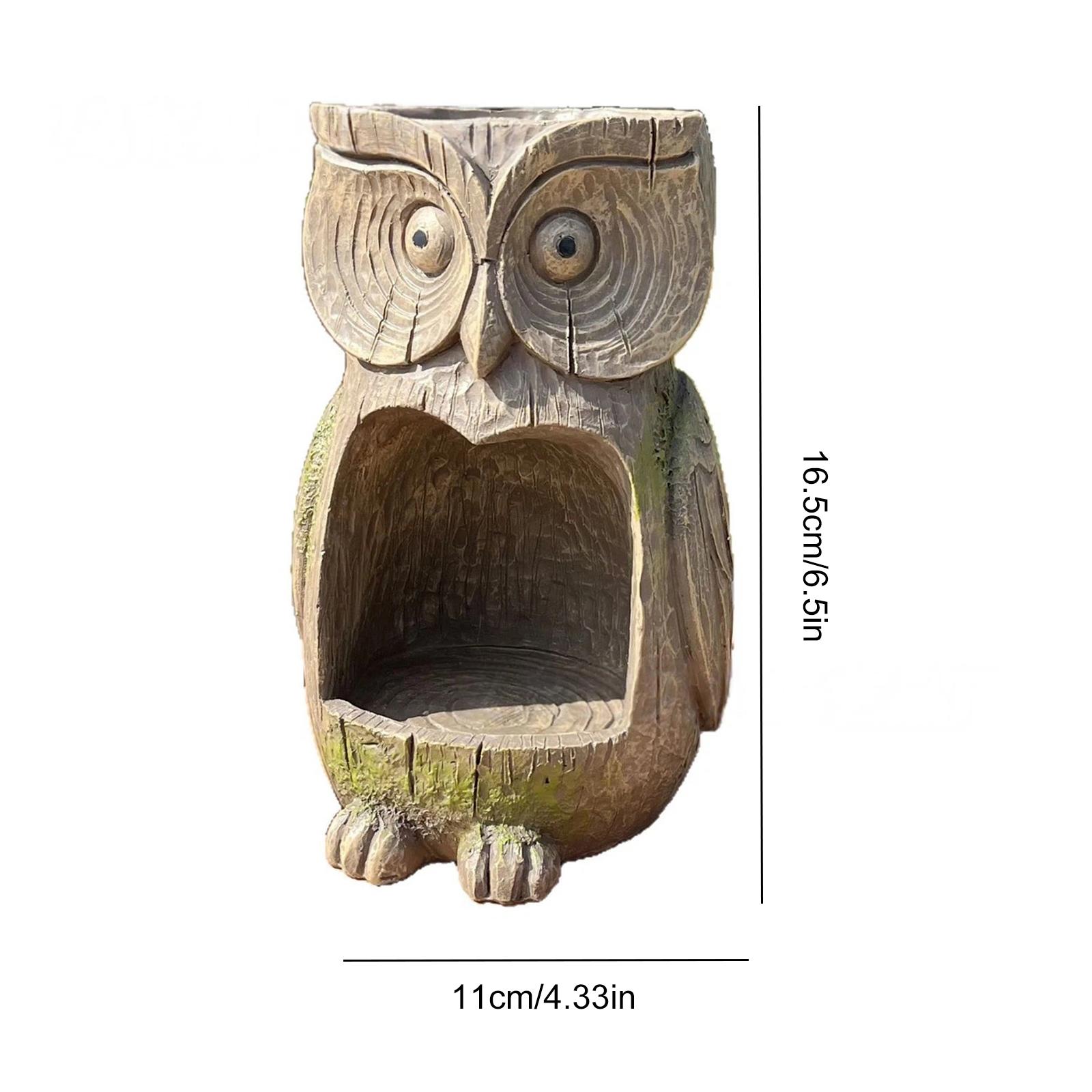 

Кормушка для воробьев из смолы в форме совы, водонепроницаемая, художественная скульптура, устойчивая к погодным условиям, для сада, заднего двора, патио, террасы, крыльца