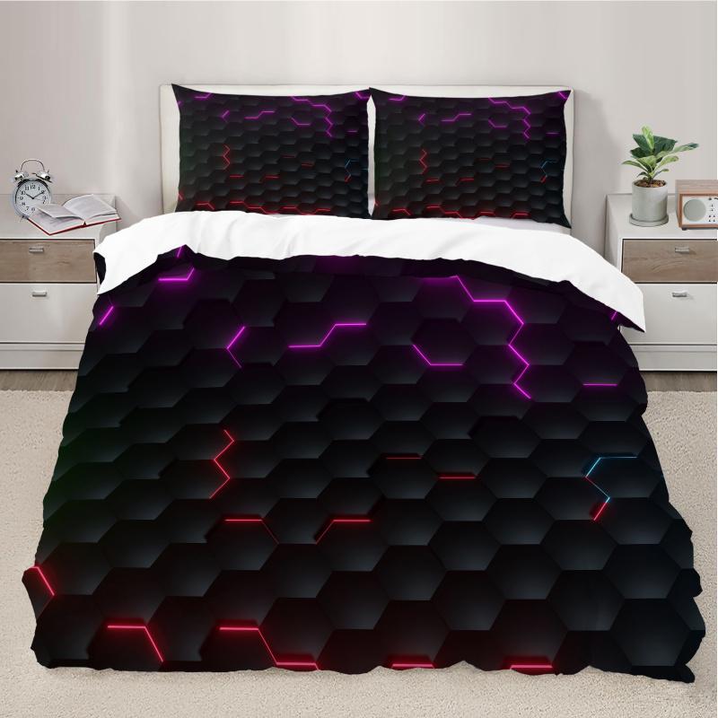Honeycomb Pattern Duvet Cover Set Without Filler, Stylish and Modern Bedding Design Suitable for Home DéCor, Easy To Clean