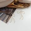 Simple Line Charm Earrings Bows Shape Dangle Ear Rings Bowknot Pendant Eardrop Versatile Metal Accessory for Daily Wear