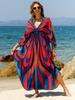 Beach Kaftans for Women Butterfly Printed Plus Size Cover Ups for Swimwear Maxi Dresses Summer Holiday Bathing Suits