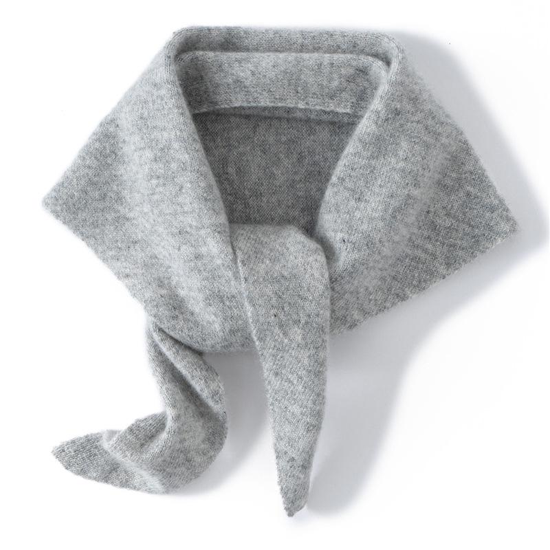 100% Pure Cashmere Women's Triangle Scarf - Solid Color, Autumn/Winter Versatile Knit Warmth