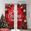 2pcs 2D flat printing Christmas Window Curtains Christmas Ornaments Merry Christmas Happy New Year Fabric Without Electricity