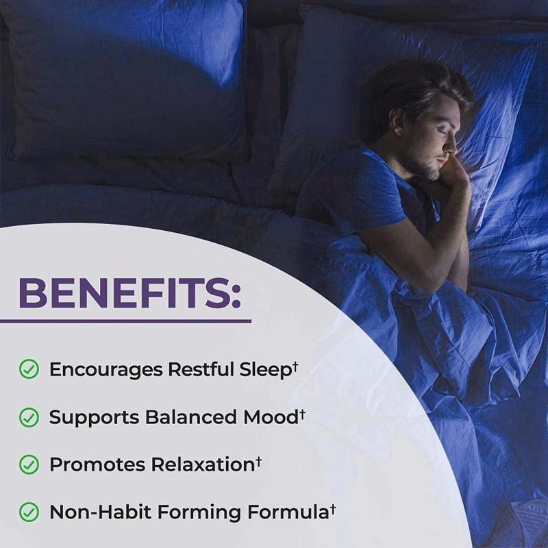 Sleep Support Capsules with Magnesium, L‑Theanine, GABA, 5‑HTP , 120 Capsules, 60‑Day Supply
