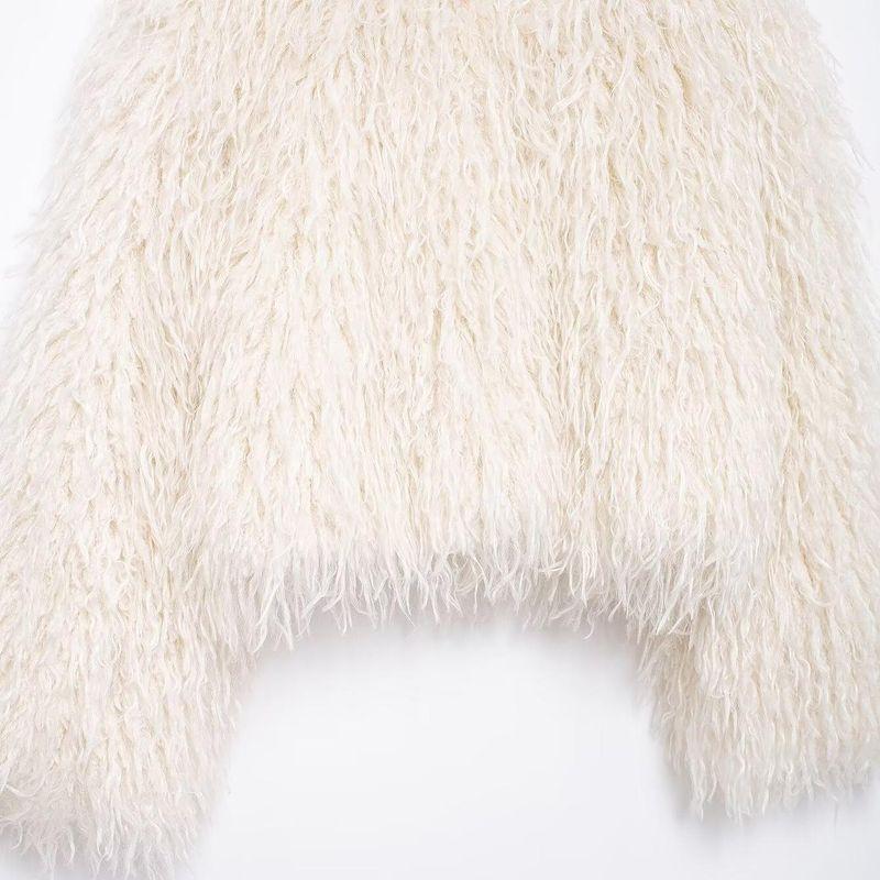 Kaslead New Arrival Women's Clothing Fashion Style Fur Effect Stuffed Long Sleeves Round Neck Short Coat 6318265