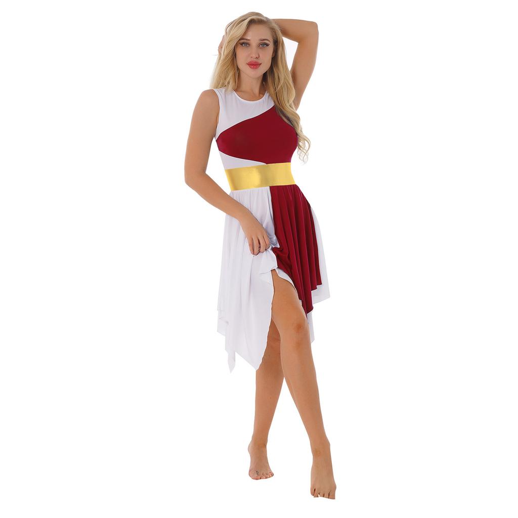 Womens Prom Party Dress Dance Wear Ballroom Tunic Dancewear Performance Competition