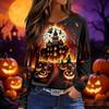 Women's Long Sleeve Neck Halloween Printed Top