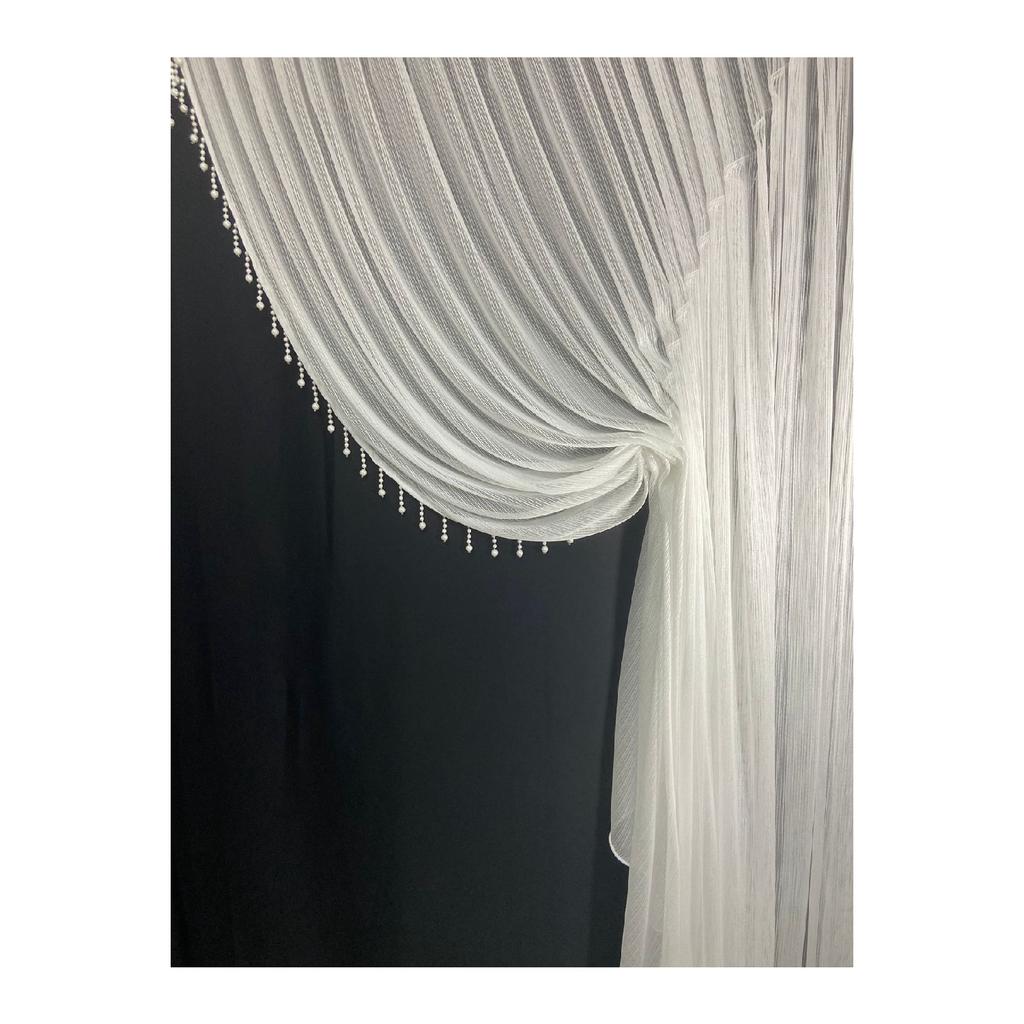 Mados Inci užuolaidos, balti šarvai, ploni dryžuoti Cruve tiulio užuolaidos 1/3 krūva