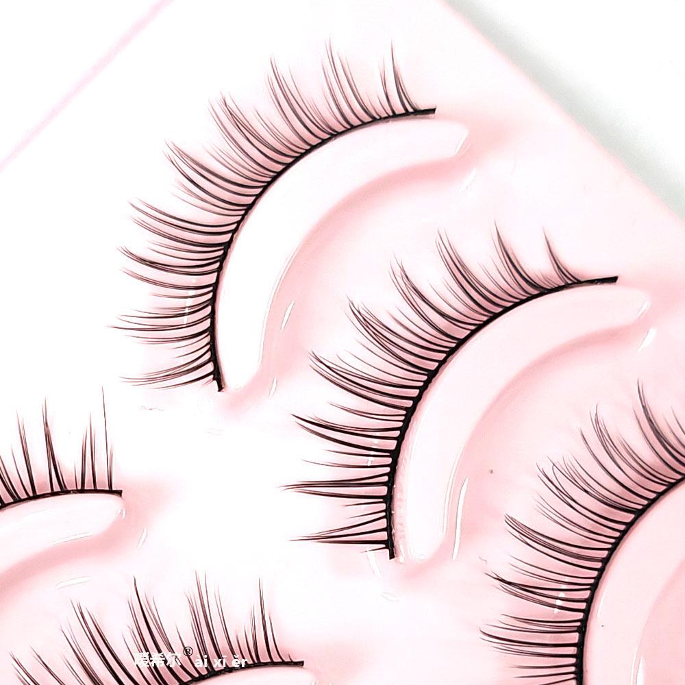 Koreanische Süße Mädchen Comic Stil Falsche Wimpern - Natürlich, Klar, Realistisch Ganzer Streifen mit Schwarzem Stiel