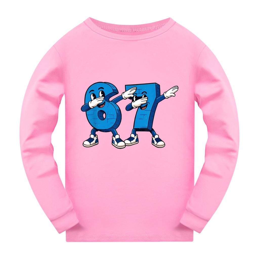 

5226 Дитяча футболка з довгими рукавами з принтом Steal a Brainrot 67 Six Seven 170cm рожевий