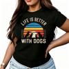 Retro Dog Womens TShirt Cotton Funny Graphic Short Sleeve Tee Novelty Shirt Casual Crew Neck Top SXl