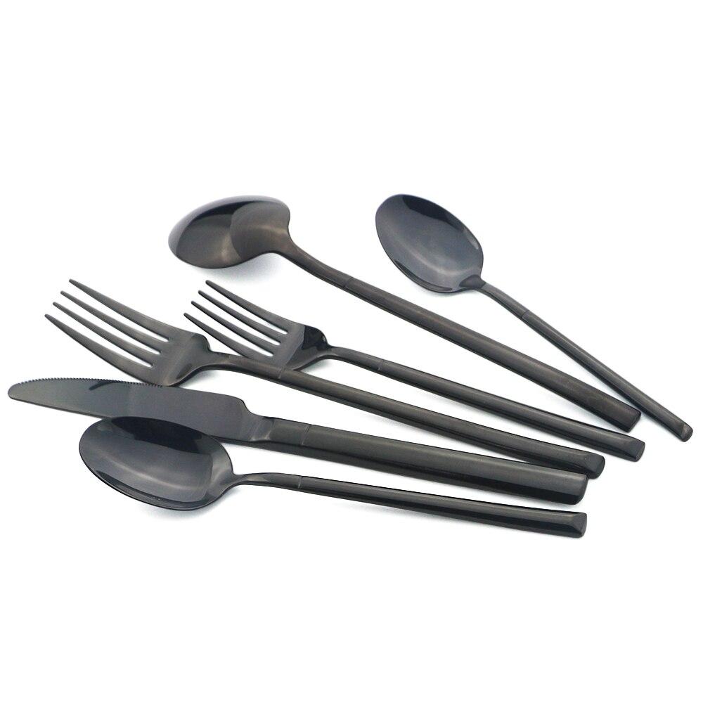 6Pcs Gold Cutlery Set Stainless Steel Dinnerware Set Knife Dessert Fork Coffee Spoon Tableware Family Kitchen Flatware Silverware