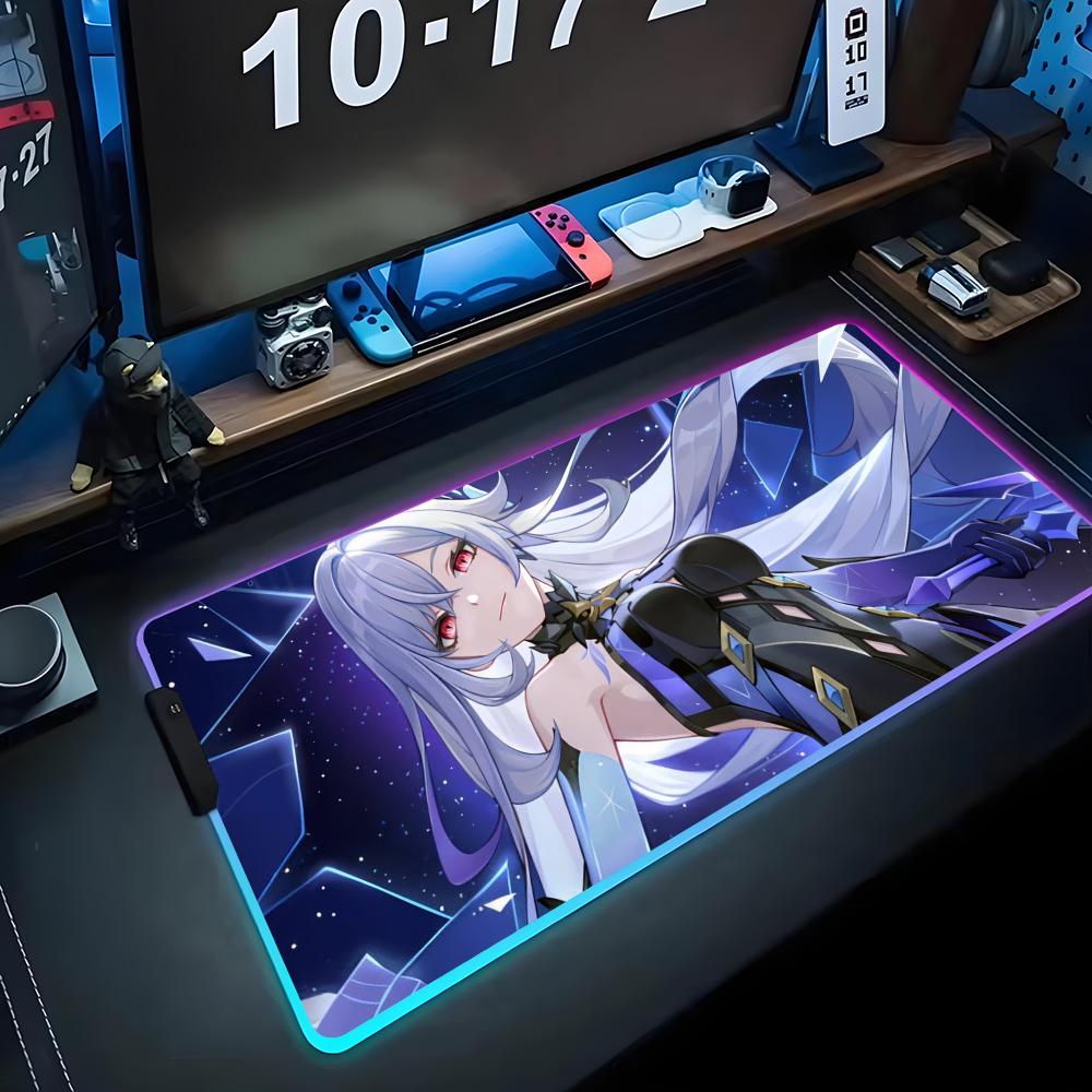 skirk Mouse Pad RGB Gaming Mousepad Big LED Pad PC Desk Mat Luminous Mouse Pad Large Keyboard Mats Table Rug With Backlit