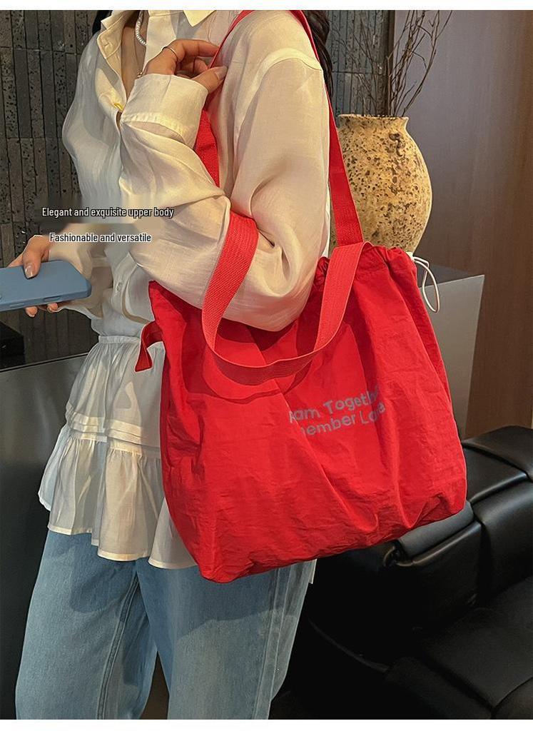 2026 Casual Large Capacity Canvas Drawstring Shopping Bag for Students