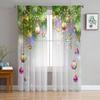 Farmhouse Christmas Ball Curtain Living Room Cafe Xmas Gifts Balls Window Curtains Kitchen Bedroom Outdoor Yard Sheer Polyester Ideal For