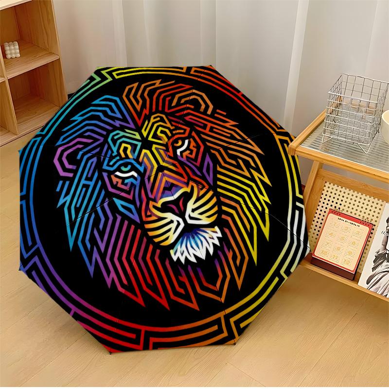 

Celestial Wolf Howl Printed umbrella windproof folding umbrella portable sun and rain umbrella suitable for gifting